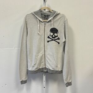 SoulCycle Men's Skull Crossbones Full Zip Hoodie Gray Size M Made in Italy